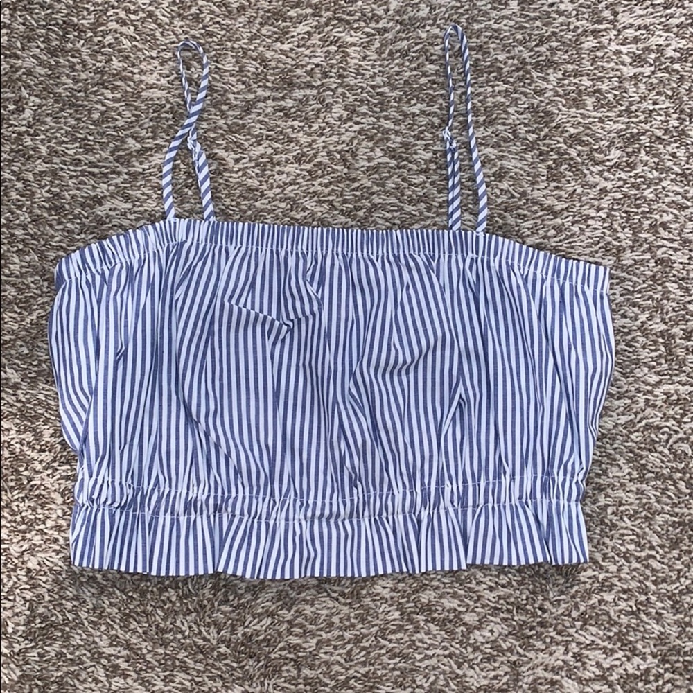 Never worn blue and white striped crop top